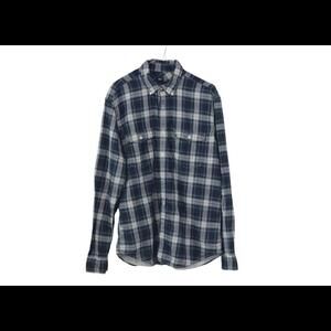 Gap Mens Flannel Button Up Shirt Navy Plaid Size L